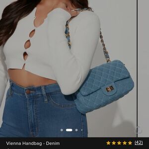Fashion Nova Blue Quilted Shoulder Bag